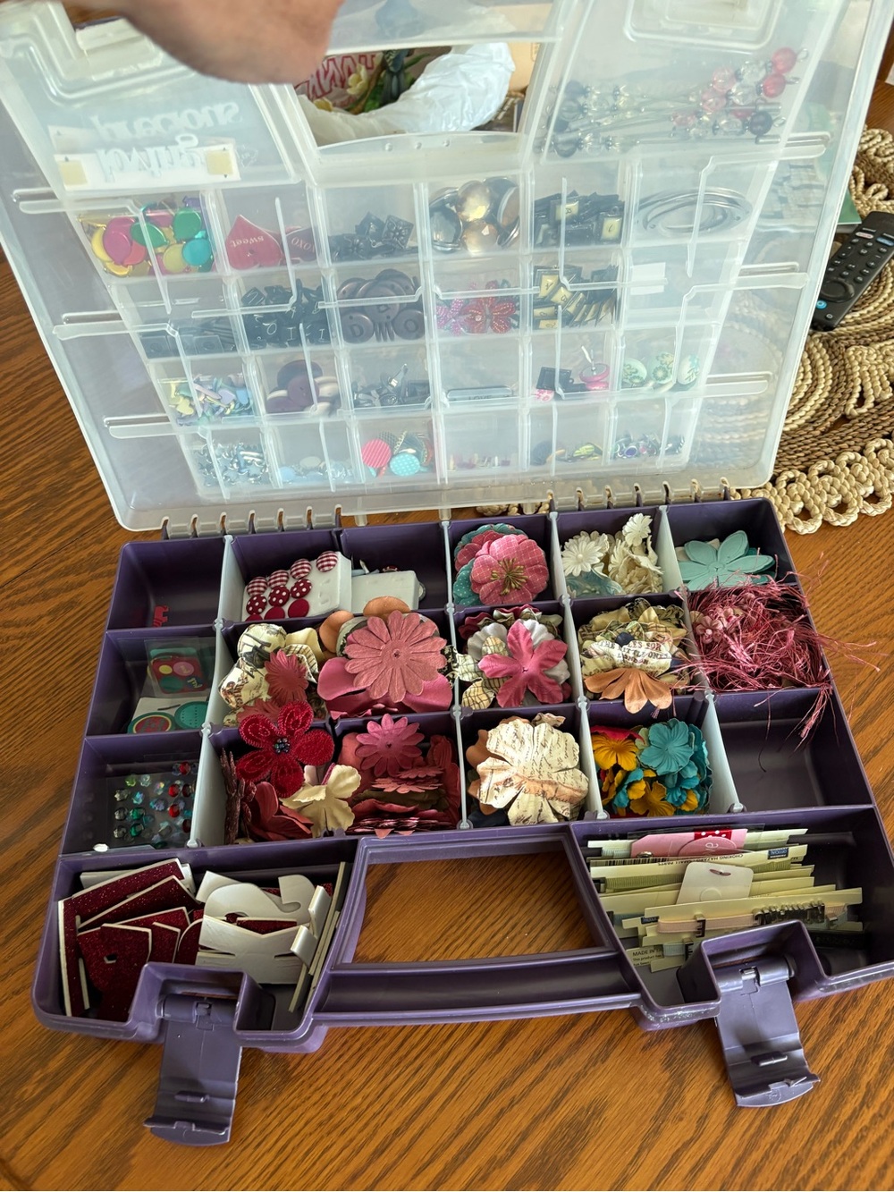 Large Scrapbooking Embellishment Lot Brads Flowers Charms + Organizers